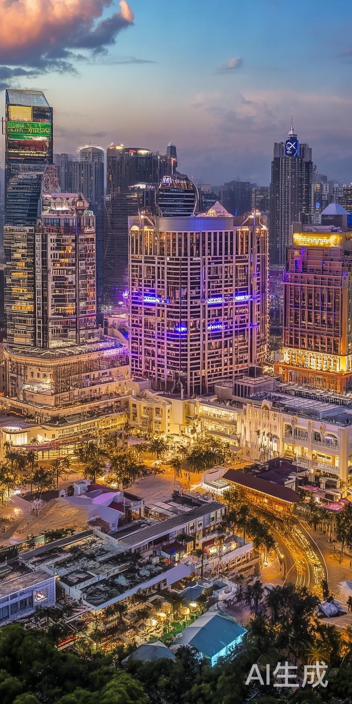 地理核心位置：位于澳门的商务和娱乐中心，太阳城赌场